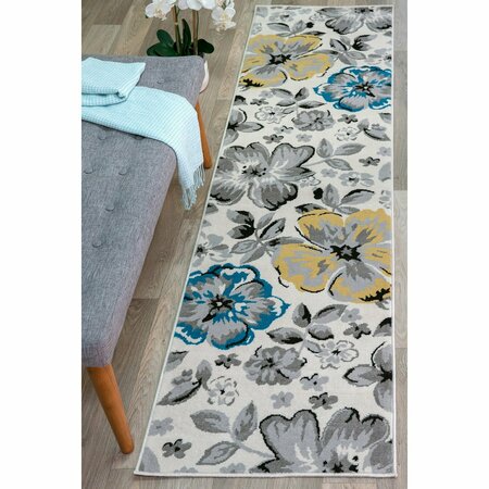 WORLD RUG GALLERY Modern Floral Area Rug 2' x 3' Cream Area Rug 9098CREAM2X3